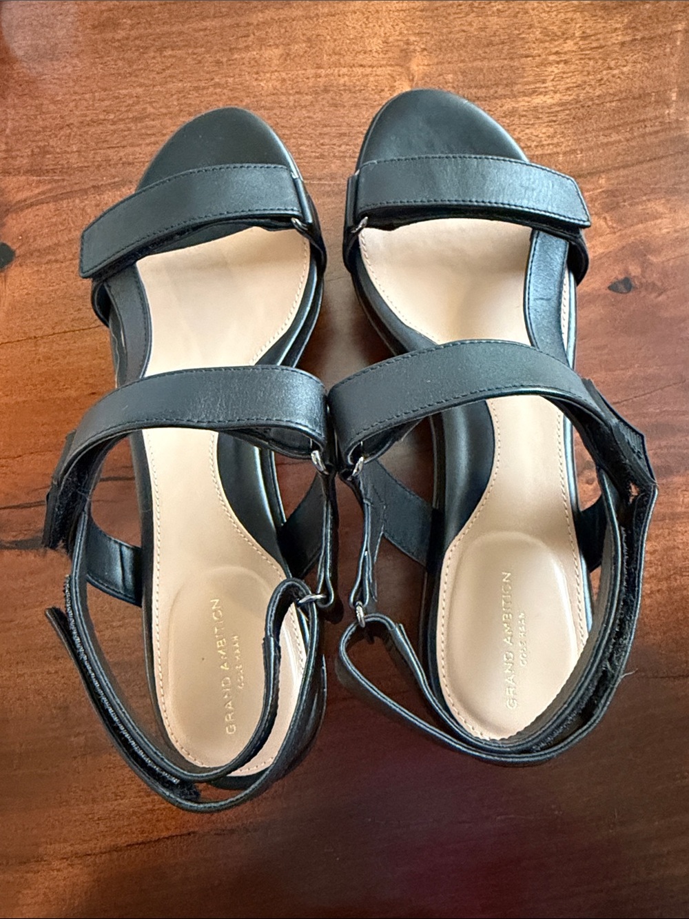 Brand New Cole Haan Black Leather Women's Platform Sandals